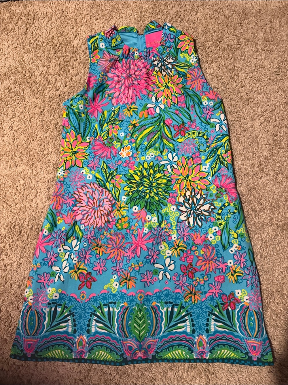 Lilly Pulitzer Turquoise Floral Sleeveless Shift Dress